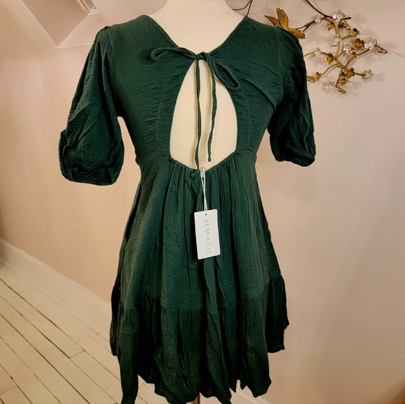 Aemi+Co Green Puff Sleeve Dress - Picture 5 of 9